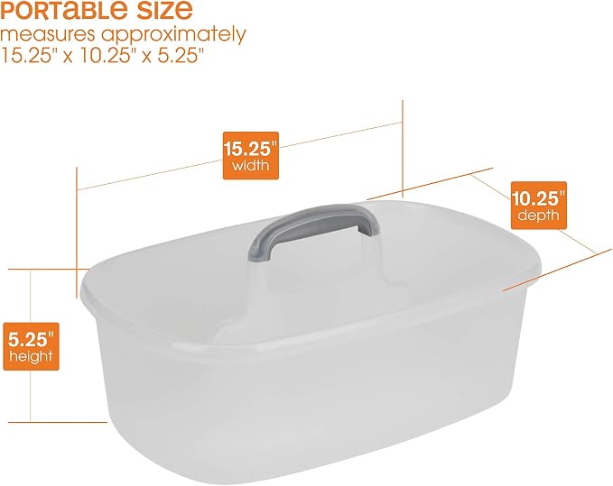 Casabella Plastic Multipurpose Cleaning Storage Caddy with Handle, 1.5-Gallon, Clear