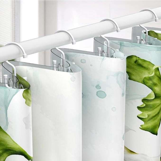 Goowin Shower Curtain Hooks, Shower Curtain Rings, Durable Shower Curtain Hangers Rust Proof, Double Glide Shower Rings for Curtain, Simple Shower Hooks for Shower Curtain, White, 24 Pack-Cylinders