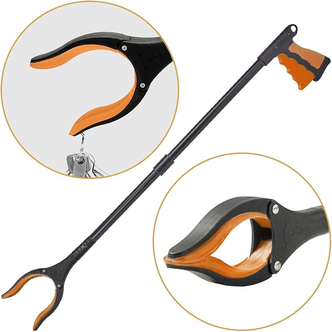 Grabber Reacher Tool - 2 Pack - Latest Version Long 32 Inch Foldable Pick Up Stick - Strong Grip Magnetic Tip Lightweight Trash Picker Claw Reacher Grabber Tool Elderly Reaching - by Luxet (Orange)