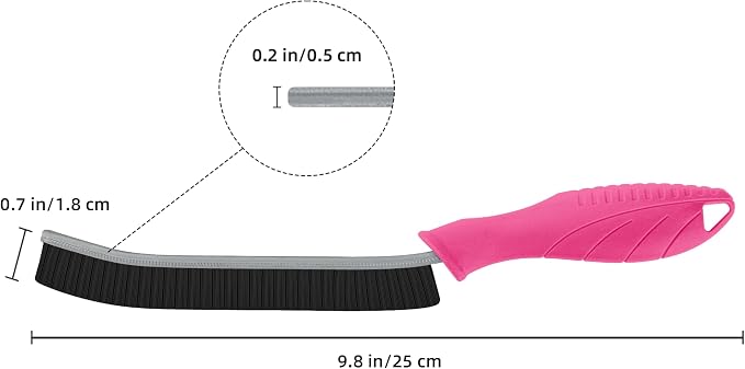 FOOGWEE Hard Bristle Crevice Cleaning Brush - Cleaning Supplies - Grout Cleaning Brushes for Household Use - Crevice Cleaning Tool for Bathroom, Home and Kitchen (3, Rose)