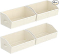Homsorout Storage Bins for Shelves - Large Trapezoid Closet Shelf Organizer, Fabric Organization Bins with Handles, Storage Baskets for Clothes, Towel, Purse, 4 Pack, Beige