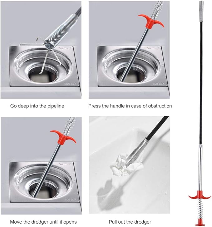 Plumbing Grabber, Flexible Grabber Claw Reacher Tool With 4 Claws Extendable Drain Clog Remove Tool Bendable Hose Pickup Reaching Assist Tool for Litter Pick Home Sink Drains Toilet(Size:0.57m)