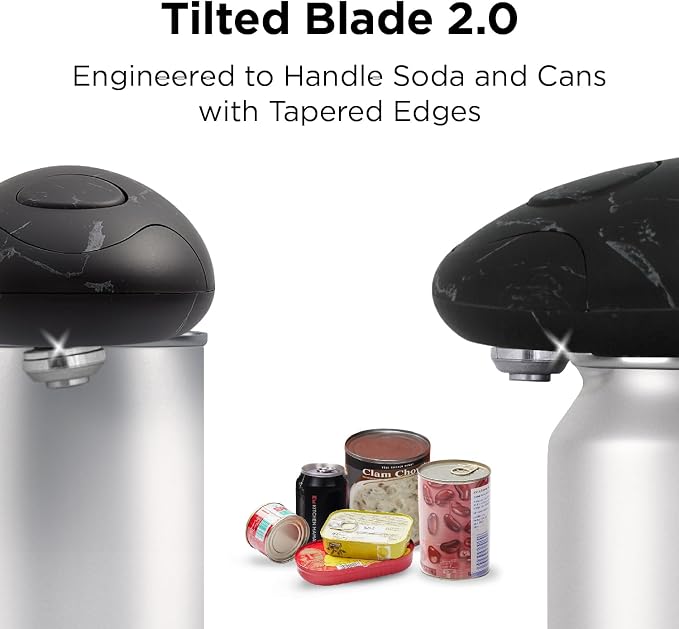 Kitchen Mama Auto 2.0 Electric Can Opener: Blade Opens Almost Any Can Pop or Soda Can - Automatic, Hands Free, Safe, Smooth Edge, Lid Remover, Battery Operated, Cordless, YES YOU CAN (Marble Black)