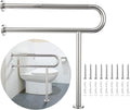 Toilet Support Rail 32 Inch, Munzong Anti-Slip Satin Brushed Nickel Handicap Grab Bar for Bathroom, Stainless Steel Knurled Safety handrails with Leg for Elderly Disabled Pregnant-1.25’Tube