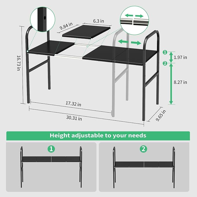 Expandable 2-Tier Under Sink Organizer, 8 Removable Plastic Boards, Tool-Free Installation (Black, 1-Tier 4 Boards)
