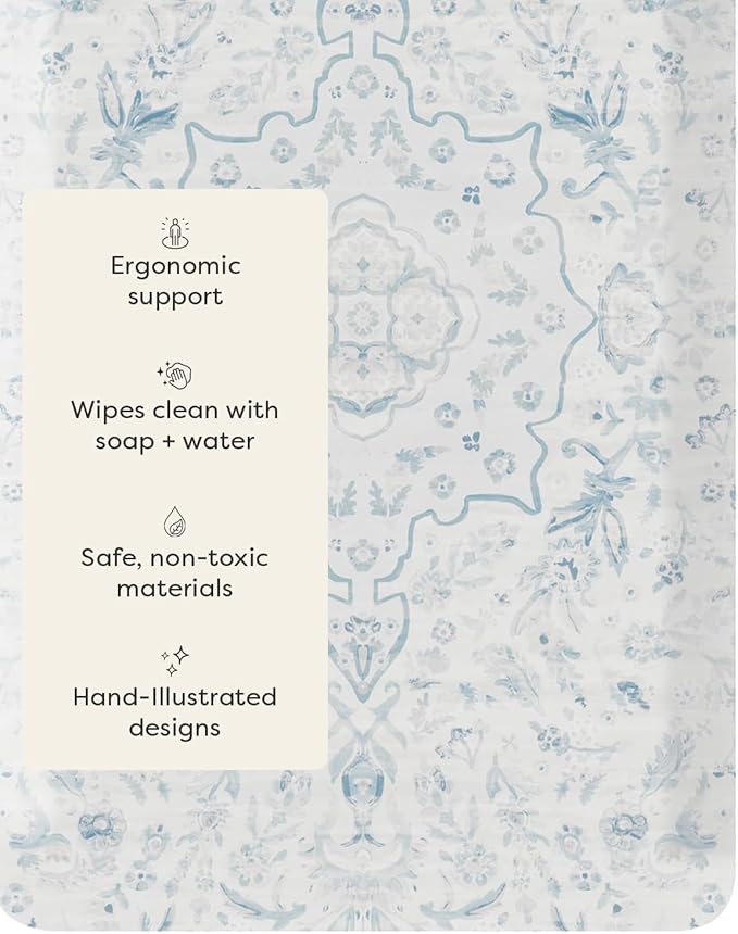 House of Noa Nama Standing Mat – Anti-Fatigue Kitchen Mats for Floor, Cushioned & Non-Slip Comfort Mat for Standing, Thick Foam Anti-Fatigue Mat for Kitchen & Workspaces, Emile Delft Blue 30" x 108"