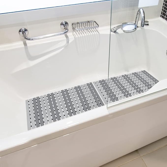 BEMISO Shower Mat Non Slip Bathtub Mat with Suction Cups and Drain Holes 27.5 x15.7 Inch Bath Mat for Tub & Shower.Easy Dry,Easy to Cut,Eco-Friendly