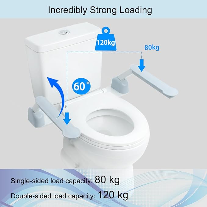 Toilet Handles for Seniors, Toilet seat Safety Frames & Rails Assist for Elderly sit to Stand, Toilet Handicap Rails with arms Toilet Grab Bars for Seniors No Legs Easy Install