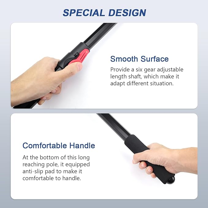 HUAALIUCHE 5FT Pickup Truck Cargo Retrieval,Multi-Use Cargo Retriever,Telescopic Cargo Retriever Hook,Long Reaching Tool