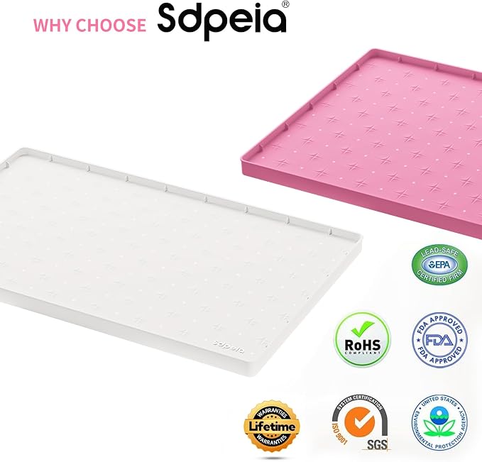 Sdpeia Under Sink Mat 22"×19" Waterproof Silicone Cabinet Liner & Sink Protector for Kitchen & Bathroom, Multi-Purpose Organizers Tray for Pets, Laundry, Cat Litter Mat, White
