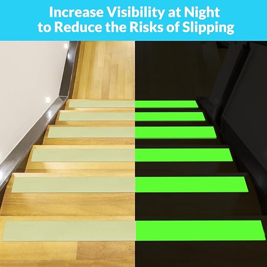 LifeGrip Anti Slip Traction Tape with Glow in Dark Green, 4 Inch x 38 Feet - Best Grip, Friction, Abrasive Adhesive for Stairs, Tread Step, Indoor and Outdoor, Luminous Green (4 inch X 38 feet)