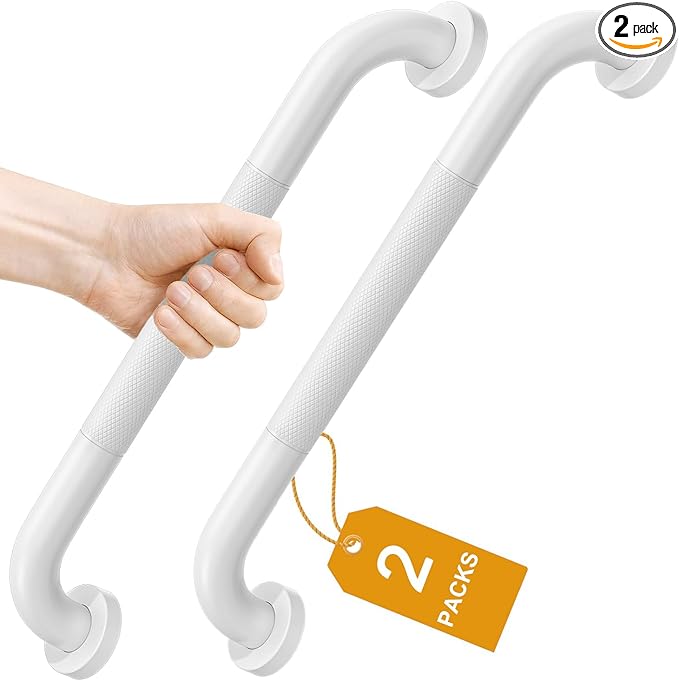 FANHAO 2 Pack Grab Bars for Bathtubs and Showers, 16 Inch Anti Slip Shower Grab Bars Stainless Steel Shower Handle Toilet Handicap Elderly Senior Assist Bathroom Safety Bars (White)