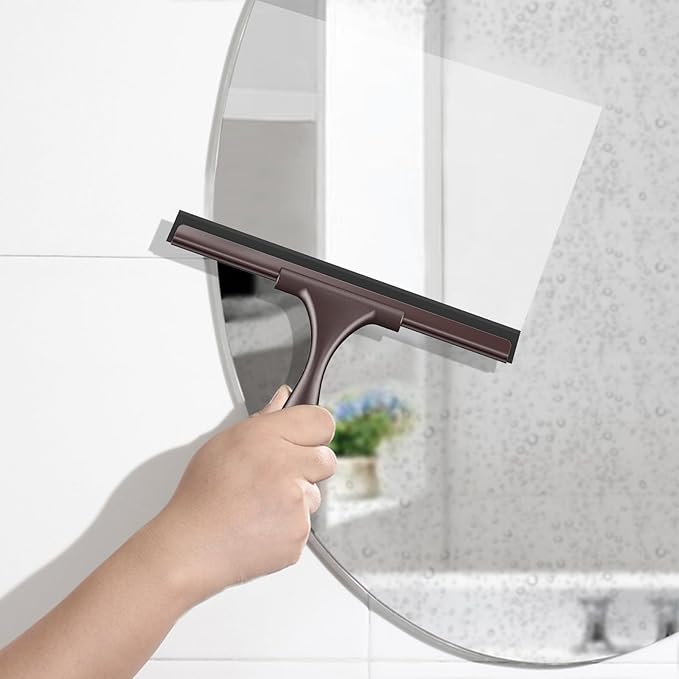 SetSail Squeegee for Shower Glass Door Stainless Steel Shower Squeegee for Glass Doors All-Purpose Window Squeegee for Car Windshield Cleaning 10 Inches,Bronze