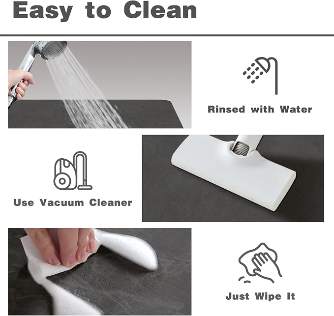 TYUU Bath Mat, Bathroom Rugs Non Slip Washable Thin Absorbent Quick Dry Bath Mat Fits Under Door Bathroom Floor Mat Perfect for Bath, Shower, or Sink 24"x36" Dark Grey