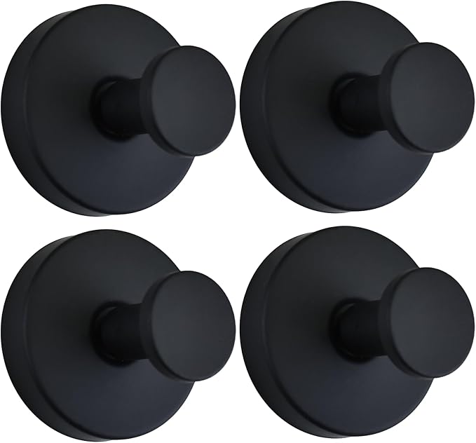 Suction Cup Shower Hooks for Inside Shower – 15 LB Heavy-Duty No-Drill Towel Hooks, Removable & Reusable for Towels, Robes & Loofah, Waterproof for Glass & Tile(4 Black)