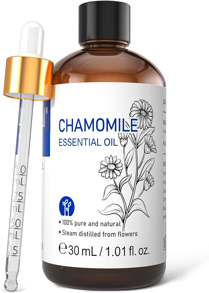 HIQILI 30ML Chamomile Essential Oil, Pure & Natural Chamomile Oil for Diffueser, Skin, Soap, Shampoo - 1.01 Fl Oz