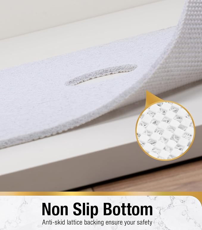 HITSLAM Shower Mat, 24x24 Inch Square Non Slip Bathtub Mat, Soft PVC Loofah Bath Mat for Tub with Hanging Holes, Quick Drying Shower Floor Mat, Without Suction Cups, White