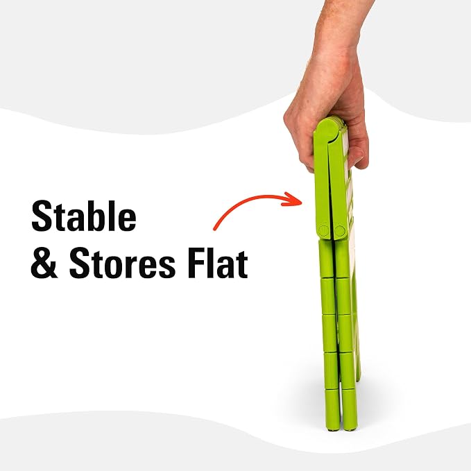 Kikkerland Rhino Foldable Step Stool – Holds Adults up to 300 Lbs, Best for Kitchen & Bathroom – Collapsible, Portable, Lightweight Stepping Stool with Sturdy, Non-Slip Design – Green, 8”