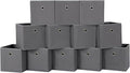 Foldable Storage Cubes Bins ,11 Inch Cloth Storage Cube Fabric Storage Box Cubes Organizer Baskets with Dual Handles for Home Organizer Set of 12 (Grey)