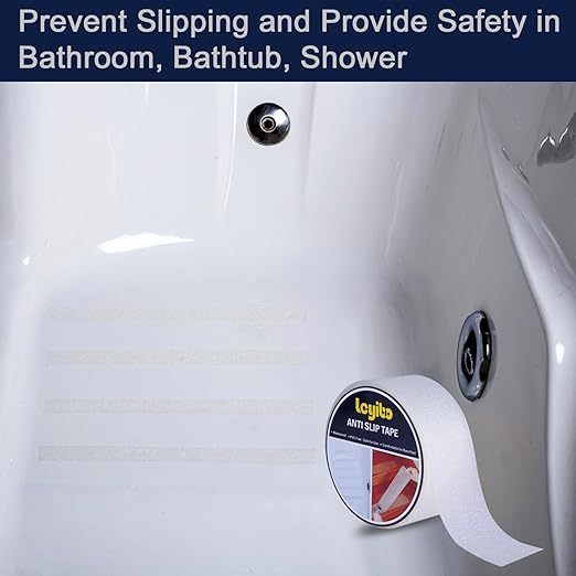 Anti Slip Tape Clear Waterproof Outdoor/Indoor, 2" x 42Ft Non Slip Traction Grip Tape for Bathtubs, Boats, Stairs, Pools, Transparent, Soft, Comfortable for Bare Feet (2" X 42')