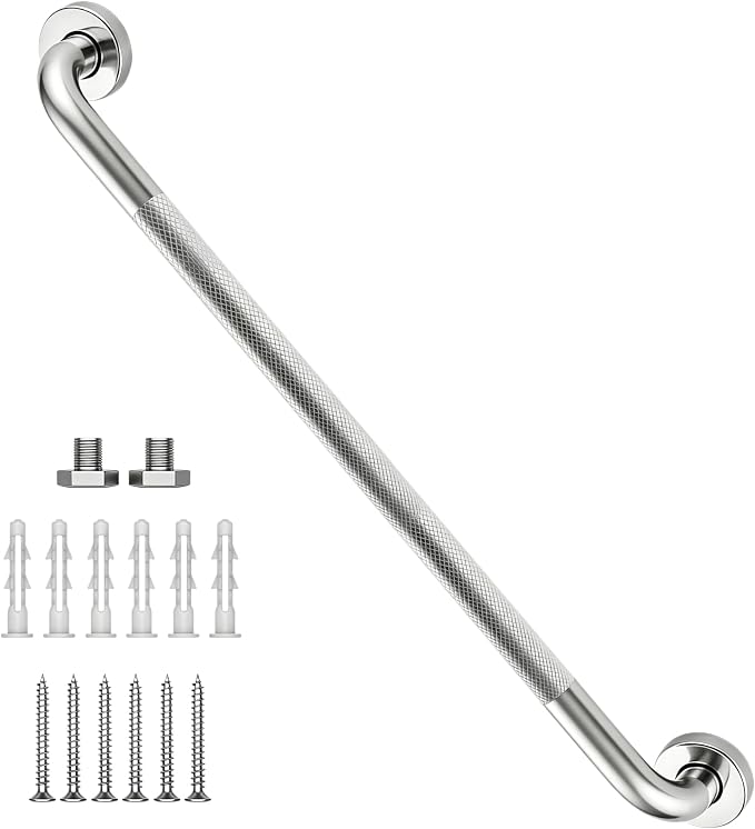 32 Inch Shower Grab Bar, Brushed Nickel Anti Slip Safety Bars, 304 Stainless Steel Bathroom Handrail, Handicap Grab Bars for Wall, Shower Grip Handle for Seniors Elderly Injury Assist Bath (1.25" Dia)