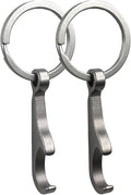 Titanium Bottle Opener, Small Keychain Beer Bottle Opener Can Opener with Stainless Steel Key Ring(2 Packs)