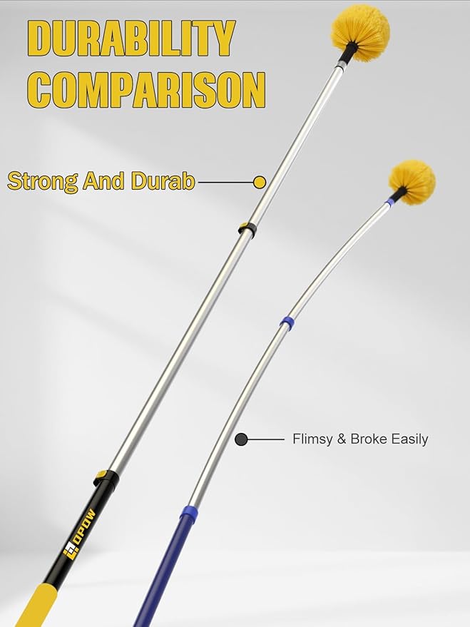 4.8-24ft Professional Extension Pole - 30ft Maximum Reach for Commercial & High Residential Use - Extra-Thick Aluminum with Quick-Release Clasps