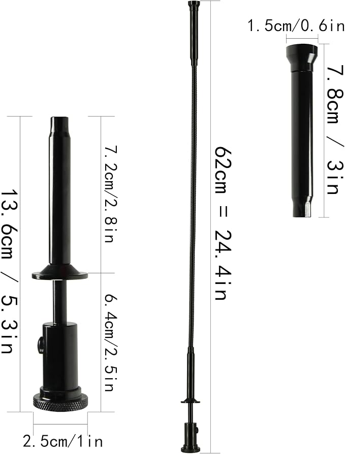 24.4 in Claw Grabber Tool,Bendable Hose Reacher Pickup with LED Light,4 Claw Picking Tool for Garbage Litter Pick Home Sink Drain and Metal Small Items. (Black)