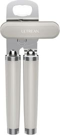 Ultrean Manual Can Opener Bottle Opener, Heavy Duty Stainless Steel Smooth Edge Manual Hand Held Can Opener With Soft Touch Handle, Rust Proof Oversized Handheld Easy Turn Knob (Light Gray)