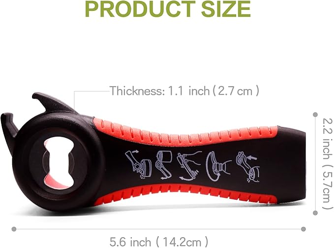 2Pcs 5 In 1 Multi Bottle Opener, Jar Bottle Can Opener Kitchen Multi Tools Opener, Lid Twist Off Gripper, for Seniors Rheumatoid Arthritis Good Kitchen Tool (black/white)