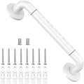 Grab Bars for Shower 14", YuanDe White Bath Grab Bar with Anti-Slip Grip and Safety Luminous Circles, Stainless Steel Bathroom Safety Handrail Support, Safety Bar Handle for Disabled Elderly Pregnant