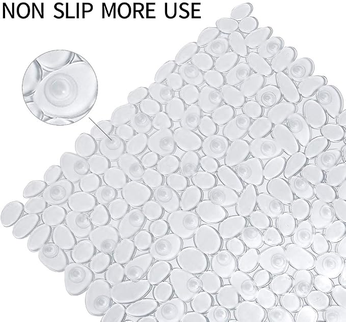 Pebble Bath Mat for Bathtub to Anti Slip Bathtub Mat in Shower with 16 Inches by 35 Inches (Clear)