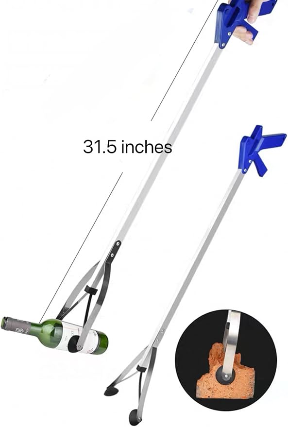 Grabber Reacher Tool 32 Inch Extra Long Steel Foldable Easy Pick Up Stick Strong Grip Trash Grabber Tool Anti-Slip Jaw Trash Claw- Pack of 2