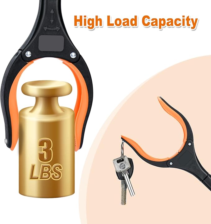 Grabber Reacher Tool,32 Inch Extra Long Foldable Pick Up Stick with Strong Grip Magnetic,360°Rotating Anti-Slip Jaw,Trash Claw Grabber Tool,Trash Picker Tool for Outdoor & Indoor (Orange)