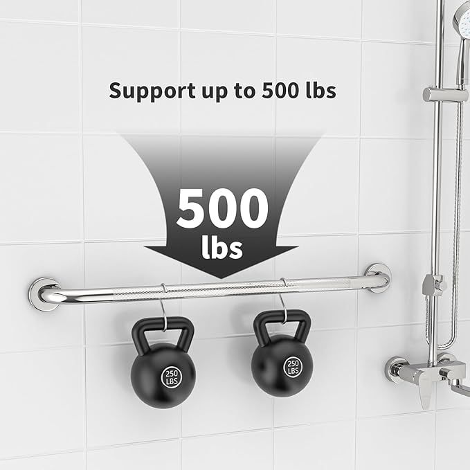 36 Inch Anti Slip Shower Grab Bar, Munzong Bathroom Grab Bar for Showers, Brushed Nickel Knurled Handicap Balance Bar,Safety Hand Rail Support Elderly Senior Assist Bath Handle