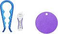 3-Piece Jar & Bottle Opener Set for Seniors, Non-Slip Silicone Grip Mat, Ergonomic Kitchen Gadget (blue)