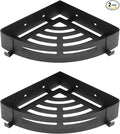 NearMoon Bathroom Shower Caddy 2 Pack, 304 Stainless Steel Shower Organizer with 2 Hooks, No Drill (Corner Shelf, Matte Black)