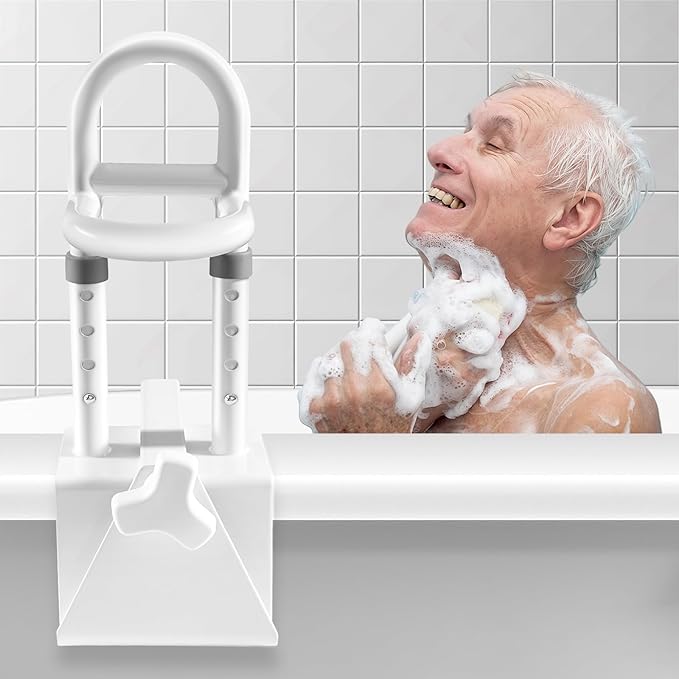 Adjustable Bathtub Safety Rail & Shower Grab Bar for Elderly – Heavy-Duty Support, Height/Width Flexible, Enhanced Bathroom Safety, Sturdy No-Drill Installation, Supports 330 lbs