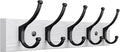 Optish 1 Pack Wooden Coat Rack Wall Mount, 16.1" Rustic Coat Hanger Hooks with 5 Double Hooks, Wall Coat Rack for Hat, Clothes, Bags, Jacket, White