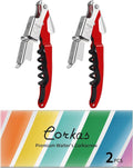 CORKAS Wine Key - 2Pack Handcrafted Professional Waiters Corkscrew, Compact Heavy Duty Wine Opener with Double Hinged, Foil Cutter and Bottle Opener, Birthday Gifts for Severs, Sommelier, Bartenders