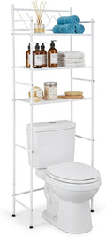 Home Zone Living Over-the-Toilet Bathroom Storage Organizer with 3-Tier Shelves and Adjustable Feet, Freestanding Steel Frame Design, White