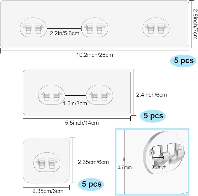 vivinin 15 Pack Shower Caddy Adhesive Replacement, Shower Shelf Adhesive No Drilling, Adhesive Hooks for Showe Caddy, Soap Holder, and Kitchen Racks