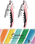 CORKAS Wine Key - 2Pack Handcrafted Professional Waiters Corkscrew, Compact Heavy Duty Wine Opener with Double Hinged, Foil Cutter and Bottle Opener, Birthday Gifts for Severs, Sommelier, Bartenders