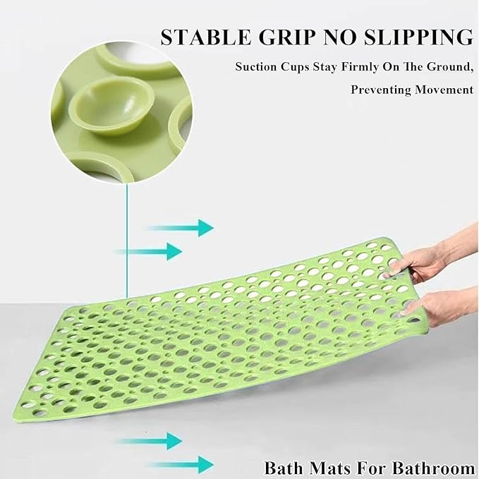 Casa and Beyond Shower Mat, Secure Shower Mat-Non-Slip, Washable Non-Slip Bathtub Mats, with Suction Cups and Drain Holes, Soft Textured Design, Easy to Clean for Bathroom (Khaki, 35.4" x 23.6")