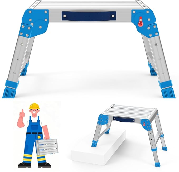 Loyoda Work Platform 440 Lbs, Folding Step Stool with One-Touch Automatic Fold, 3 Height Adjustment Step Platform, Perfect for RV Cleaning, Home Painting and Reaching High Places, Standard