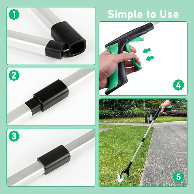 32" Grabber Reacher Tool, Foldable Reacher Grabber Pickup Tool with 360° Rotating Jaw & Magnet, Heavy Duty Pick Up Stick Grabbers for Seniors, Lightweight Grabbers
