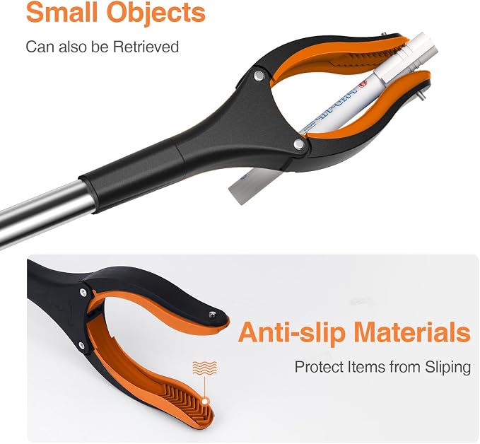 2-Pack Extra Long Grabber Reacher, 32" Foldable Trash Picker Grabber with Strong Magnetic Tip, 90° Rotating Head Trash Gripper, Trash Claw Grabber Tool,Hand Grabber for Reaching