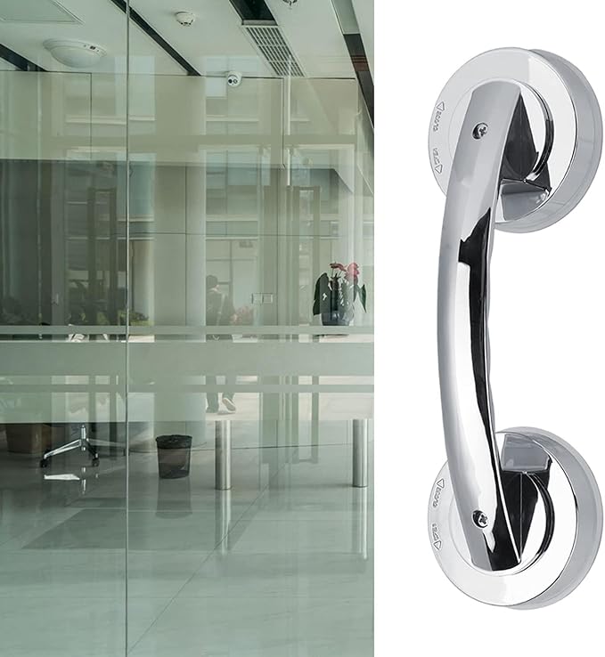 Suction Cup Grab Bar, 2 Pack Glass Door Window Handle Suction Cup Glass Mirror Door Handle for Bathroom Bathtubs and Showers Kitchen Drawer Cabinet