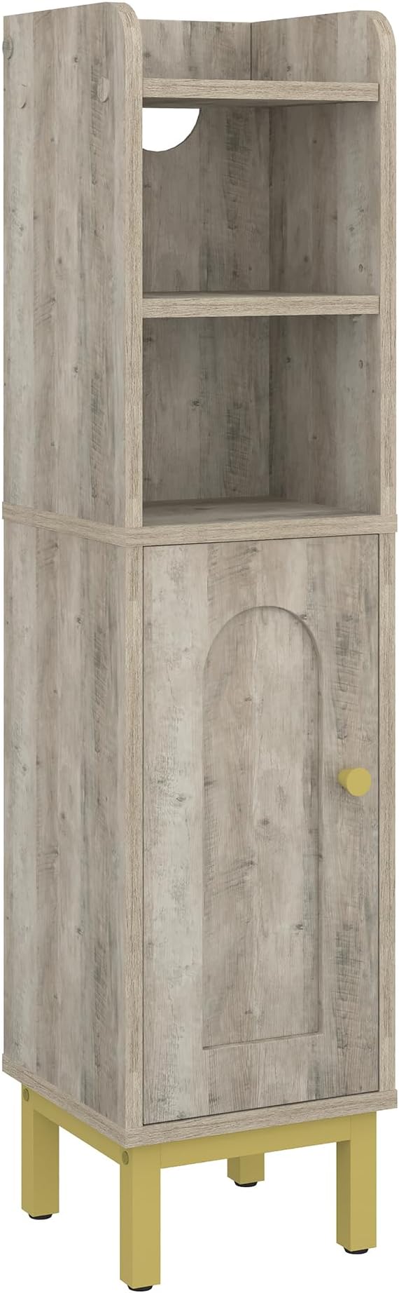 Hzuaneri Bathroom Storage Cabinet, Small Corner Floor Cabinet with Door and Shelves, Narrow Toilet Paper Holder, Bathroom Organizer with Adjustable Shelf, for Small Spaces, Rustic Greige BC08205X