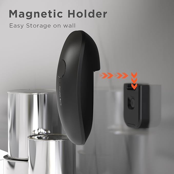 Canslab Ultrablade PRO Auto Stop USB Rechargeable Can Opener for Kitchen for Seniors with Arthritis, Long Battery Life, Handfree One Touch, Side Cut for Smooth Edge, Wall Mounted Small Size, Brown